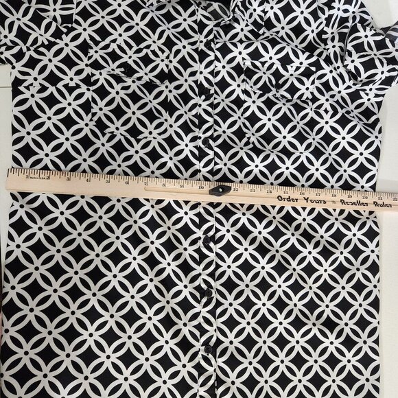 Notations Shirt Womens XL Geometric Short Sleeve Button Up Blouse Top - Picture 9 of 11